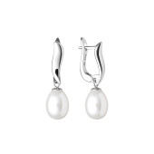 Cercei perle naturale albe din argint cu tortita DiAmanti SK20201EL-W-G